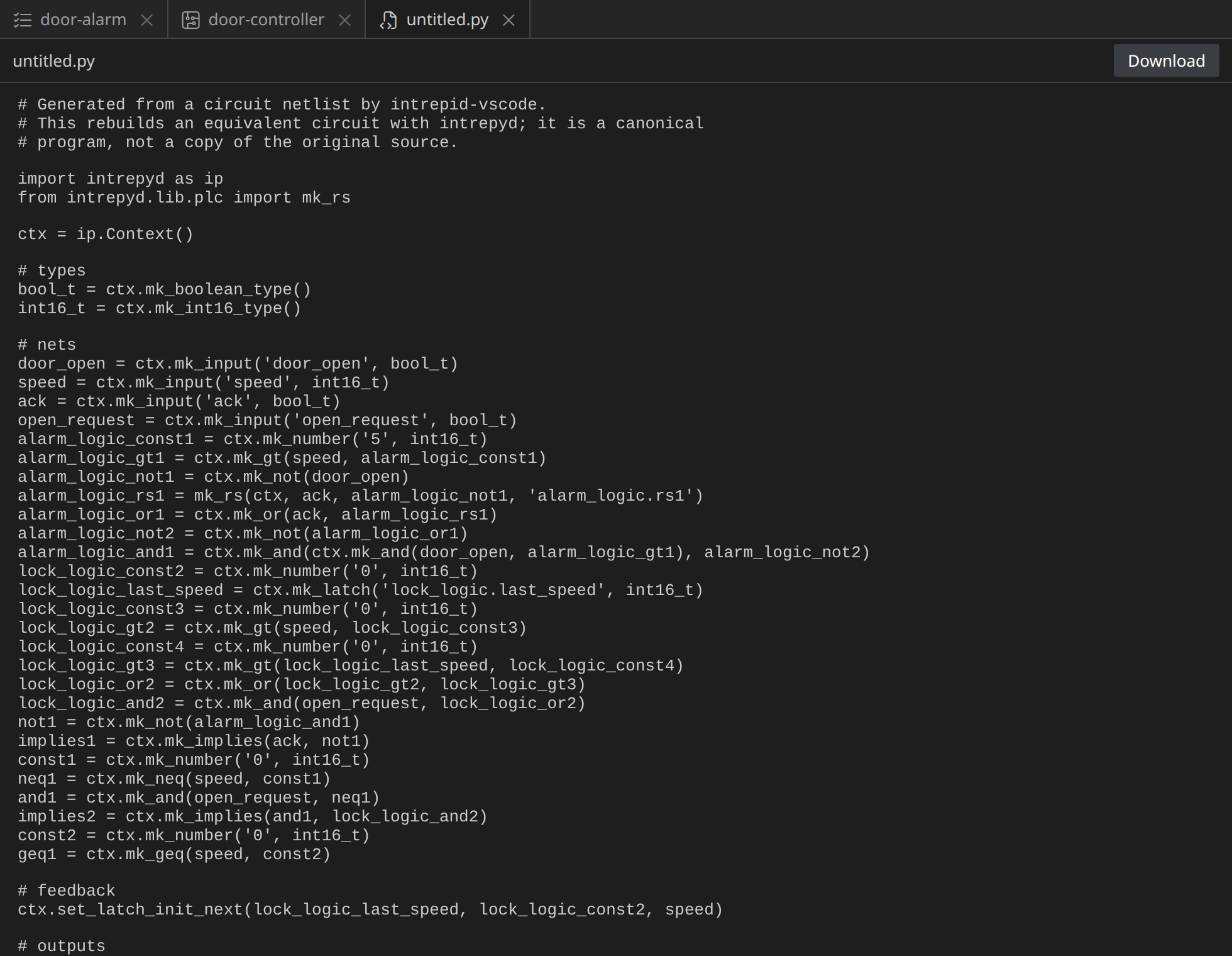 The controller as an intrepyd program
