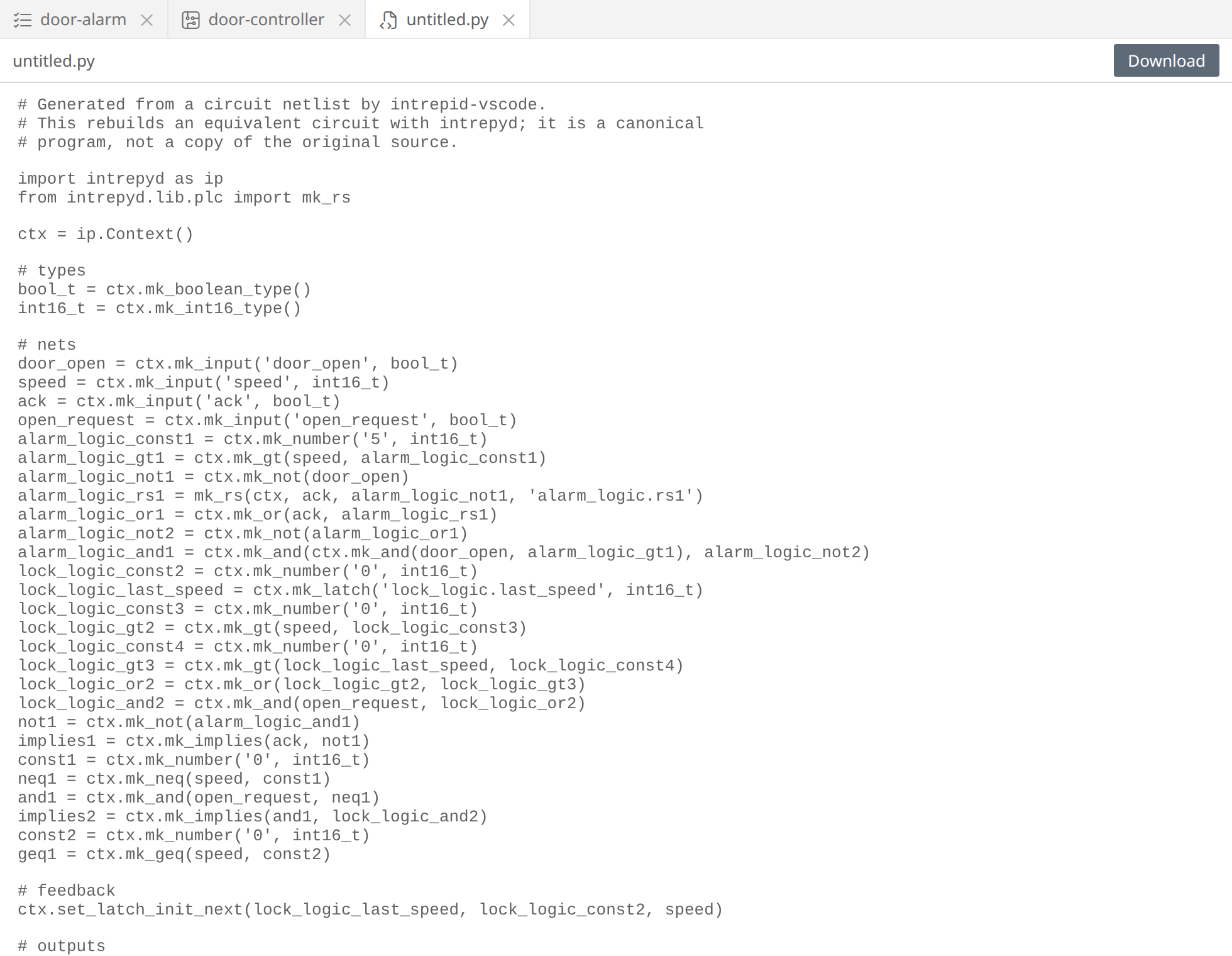 The controller as an intrepyd program