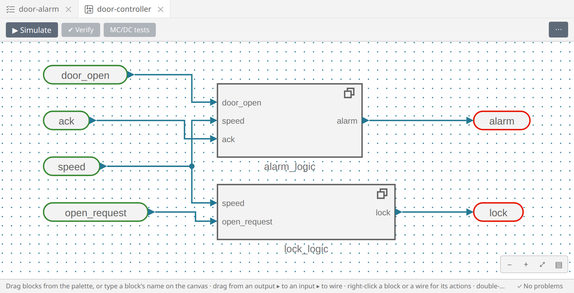 The controller, structured: two subsystems